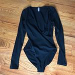 American Apparel cotton spandex black crossover Bodysuit Photo 1