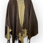 Brown Boho Fringe Poncho Wrap Cape Shawl Layering Piece Festival Style OS Size undefined Photo 0