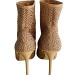 ALDO Sparkle Open Toe Stiletto Size 9 Sock Ankle Bootie Gold Nude Rhinestone Photo 3