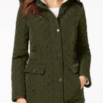 Laundry by Shelli Segal Faux Fur Lined Hooded Quilted Coat Green size XL Photo 0