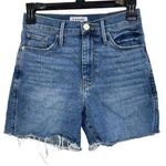 frame denim SZ 24 Bixby Le Tour Jean Shorts Mid-Rise Stretch Frayed Hems Blue Photo 0