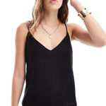 ASOS Spaghetti Strap V-Neck Camisole Tank Top in Black Size 6 Photo 0