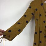 Urban Outfitters Audrey Wrap Midi Dress XS Long-Sleeve Yellow Polka Dot Woven Photo 9