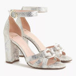 New J.CREW Size 7.5 Stella Heels Metallic Snakeskin Photo 0