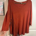 Terra & Sky Plus Size 3/4 Sleeves Pumpkin Orange Blouse V Neckline Size 1X Photo 2