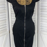 Nine West  Front Zip Sheath Dress Black Stretch Twill Cap Sleeve Size‎ 4 Photo 0