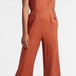 EXPRESS NEW Rust Orange Tie Back Crop Wide Leg Jumpsuit XL NWT 14/16 Linen Blend Photo 0