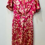 Chelsea28  Satin Faux Wrap Midi Dress In Pink- Beige size small Photo 1