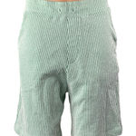 ZARA Women's Green Striped High Waisted Straight Bermuda Chino Shorts Size M Photo 0