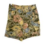 Gloria Vanderbilt Vintage floral green yellow pink blue jean shorts M elastic Photo 0