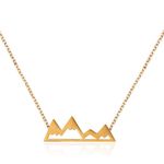 Boutique NEW Yellow Gold Plated Snowy Mountain Bar‎ Pendant Necklace, 16-18” Photo 10