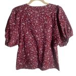 Madewell V-Neck Puff Sleeve Top Batik Vine Weathered Brick Size S Cotton Praire Photo 2