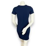 Vintage Y2K Dress Short Sleeve Navy Blue‎ Round Neckline Stretch Bodycon Simple Blue Size undefined Photo 1