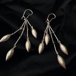 Vintage Boho Sterling Silver Hand Made Indian Drop Dangle Earrings 3.5” Photo 1