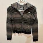 Lurking Class Women’s Black and Gray Striped Zip Up Hoodie Small Photo 0