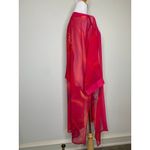 Pink Sheer Swim Coverup Caftan Art To Wear Boho Glam Sz Medium Red Photo 3