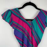 Vintage 80s 90s RARE Rain Beau Striped One Piece Bodysuit Leotard Sz Medium Purple Photo 3
