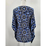 Michael Kors  Geometric Tunic Multi Color Criss Cross Blouse Top Shirt Medium Photo 2
