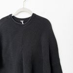 Free People [] Black Downtown Sweater Ribbed Knit Asymmetrical Hem Oversized XS Photo 8