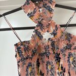 Cinq a Sept Donya Country Fern Smocked Silk Halter Top, Size XS Pink Photo 5