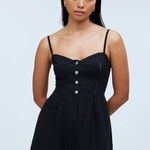 Madewell Sleeveless Wide Leg Jumpsuit Linen Black Sweetheart Cropped US 2 NWT Photo 4