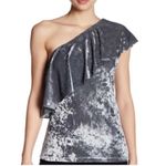 Tart Women's One Shoulder Blue Gray Velvet Blouse Size S Ruffle Top NWOT Photo 7