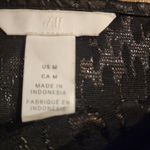 H&M  Black Leopard Print Jacquard Puff Sleeve Printed Metallic Long sleeve top M Photo 9