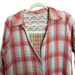 Soft Surroundings Top Womens Medium Multicolor Plaid Gauze Crinkle Blouse Photo 1