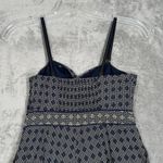 Anthropologie Anthro Elevenses Jumpsuit Women 2 Petite Blue White Geometric Remy Crop Wide Leg Photo 7