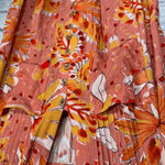 Anthropologie Vera for  Floral Sleeveless‎ Top Womens Medium Orange Pintucked Photo 3