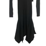 EXPRESS  Black Ribbed Knit Long Sleeve Mock Neck Asymmetric Sweater Midi Dress M Photo 7