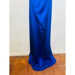 Ramy Brook NWT  Blue Satin Stretch Column Fit Open Back Milan Gown Dress Size 6 Photo 3