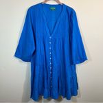 J.Crew Women’s VOILE PINTUCK Tiered Cover Up Swim Dress Blue BQ963 SU23 Large Photo 1