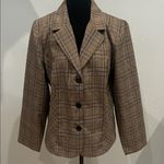Plaid Brown Women's Blazer preppy looks Size M Photo 0