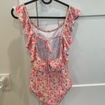 Pink Lily  Floral Ruffle Swimsuit Photo 2