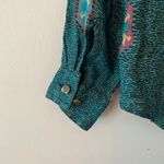 Wrangler Authentic Western Blue Aztec Print Vintage Button Down Shirt Medium Photo 6