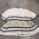 fab'rik  oversized open front sweater cardigan Geometric Cream Blue Boho Womens M Photo 5
