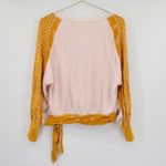 Free People  Auxton Pink and Mustard Yellow Thermal Long Sleeve Wrap Top Small Photo 5