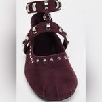 ZARA  burgundy studded suede ballet flats Photo 3