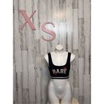 No Boundaries  XS Black Babe Crop Tank Top Rose Graphic Photo 1
