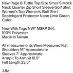 Page & Tuttle New  Top Size Small S Mock Neck Quarter Zip Short Sleeve Golf Shirt Photo 1