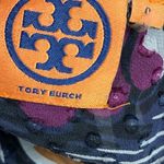 Tory Burch Silk Navy/White/ Purple Floral Peplum Style Blouse Small Photo 6