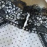 NWOT Womens Lace Embroidery Black Polka Dot Shirt Blouse Sz 3 Long Sleeve White Photo 7