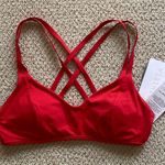 Athleta NEW South Swell Bikini Top Size Small Padded Sporty Strappy Red A/C NWT Photo 2