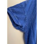 Poetry Top T-Shirt Women Size 16 Blue Hemp Cotton Distressed Cropped Lagenlook Photo 2