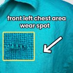 Vintage 90s Blue Button Up Shirt Eyelet Trim Boxy Fit Top Small Photo 8