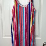 Alya NWOT Francesca’s women’s pink blue striped layered lined summer dress small Photo 0
