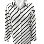 Eloquii  Black White Striped Long Sleeve Slit Belted Button Maxi Shirt Dress 14 Photo 2
