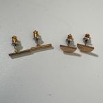 Foxy Original Set of 3 Stud Earrings Bar Half Moon Circle Gold Silver Tone Photo 2