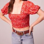 Band of Gypsies Tops Band Of The Free Joelle Crimson Floral Smocked Top ❤️ Photo 0